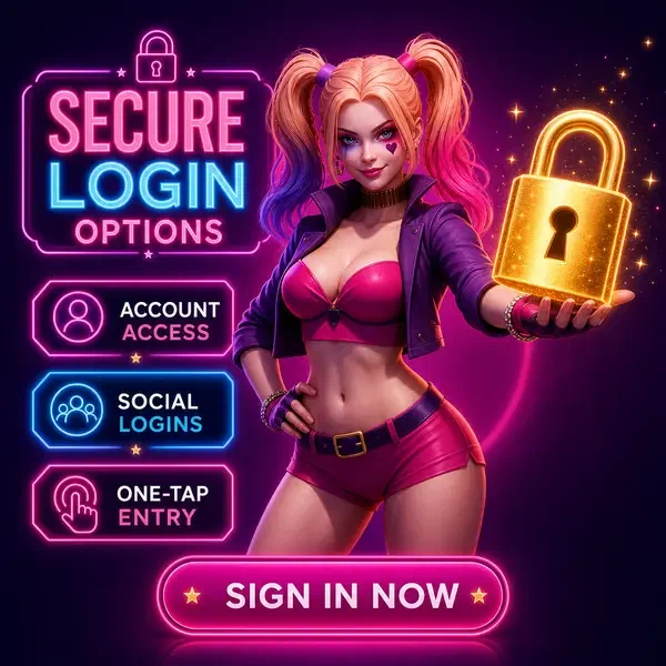 Hôtesse présentant les options de connexion sécurisée au casino NV avec un cadenas doré lumineux