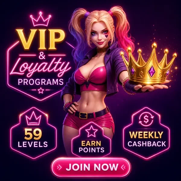 Ambassadeur VIP présentant une couronne dorée au programme de fidélité du NV Casino avec 59 niveaux
